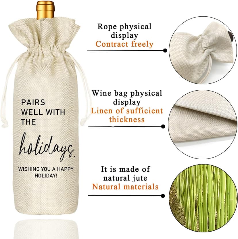 Socive Holiday Party Hostess Gift Wine Bag for Him Her, Holiday Gift, Christmas Gifts Ideas-Reusable Drawstring Wine Bag