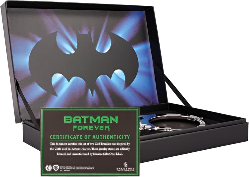 SalesOne DC Batman Forever Bat Cuffs Bracelet Replica Collector's Box Set | Jewelry For Cosplay, Display, and Everyday Wear