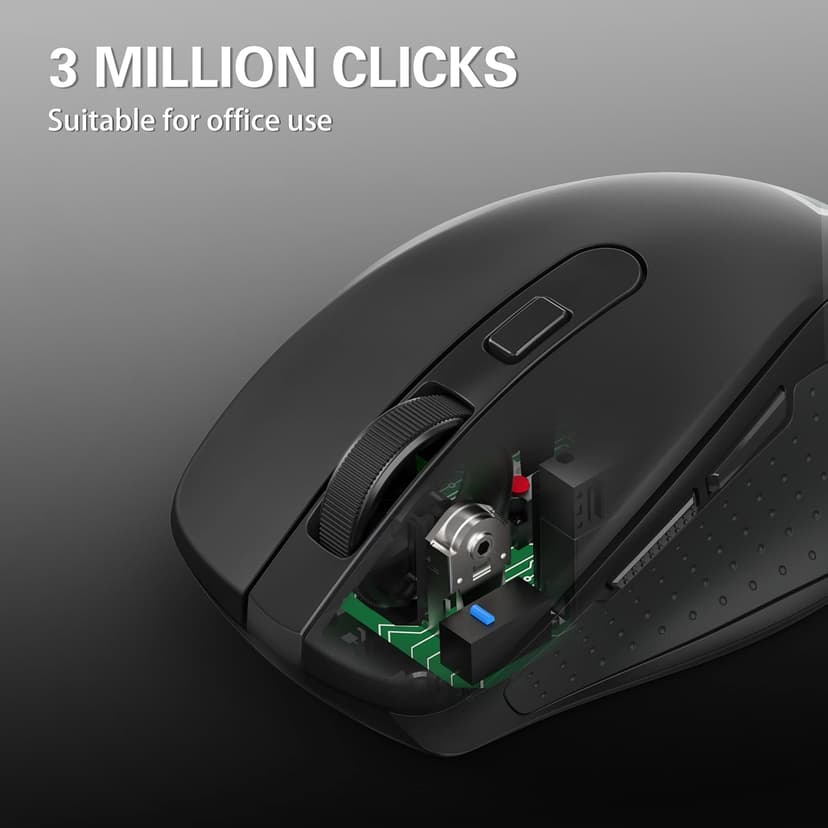 Redragon Wireless Mouse BT5.0/3.0 & 2.4G, 6 Buttons, 5 Level 4000DPI Bluetooth Mouse, 18 Months Battery, Portable Optical Computer Mice for Laptop, PC, Chromebook, Windows, Mac-Black