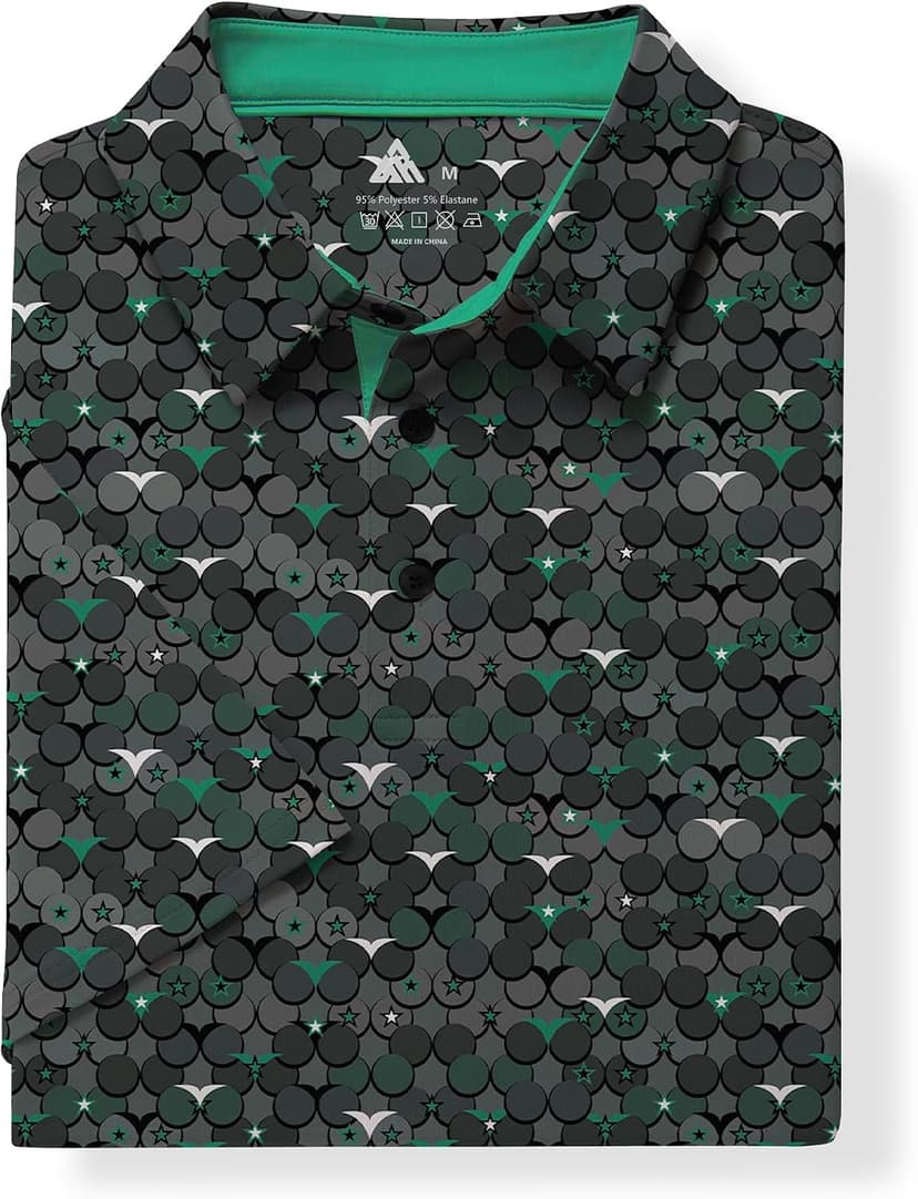 ZITY Men's Golf Shirts Short Sleeve Moisture Wicking Performance Print Patterns Casual Collared Golf Polo Shirt for Men