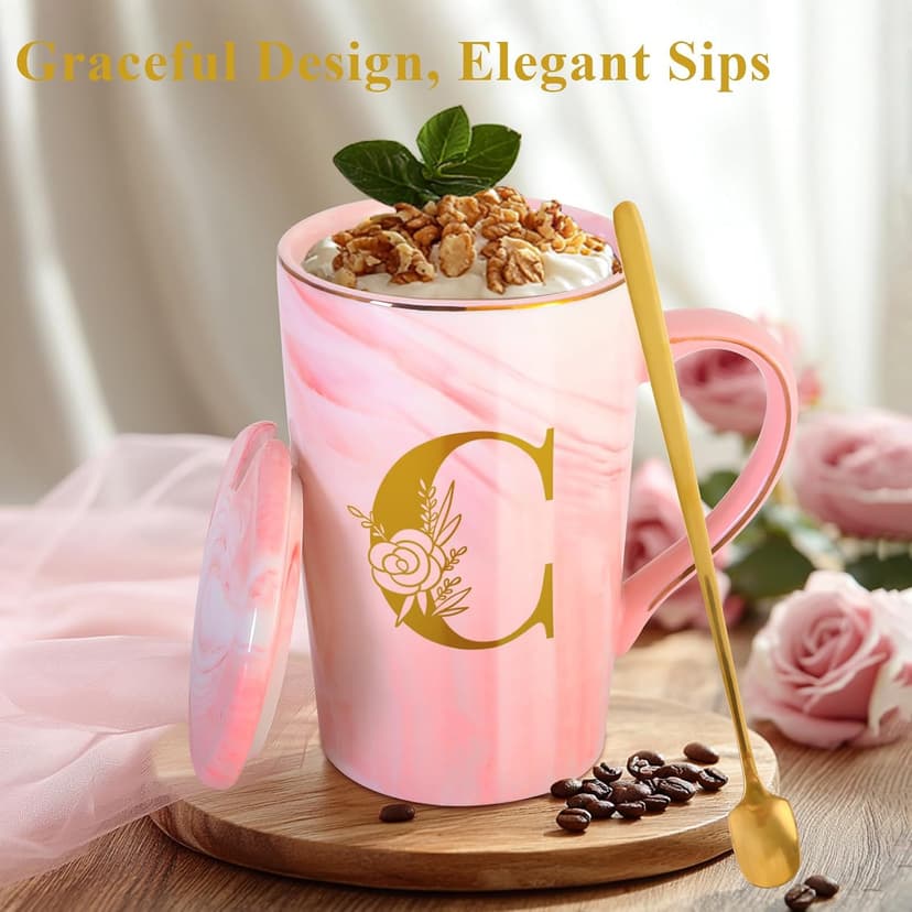 Personalized Ceramic Coffee Mug with Lid Tea Cup Girlfriend Gf Gifts Future Mrs Her Women Boyfriend 1 One Year Anniversary Meaningful Cute Romantic Christmas Xmas First Valentines I Love You More,C B0D7HTC3MR