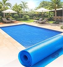 SunHeater Pool Solar Blanket - Heavy Duty Rectangular Thermal Cover with Bubbles - Heat Transfer Solar Pool Heater for In-Ground Swimming Pools - Durable 12 Mil Thick Polyethylene - 16' x 32' Feet