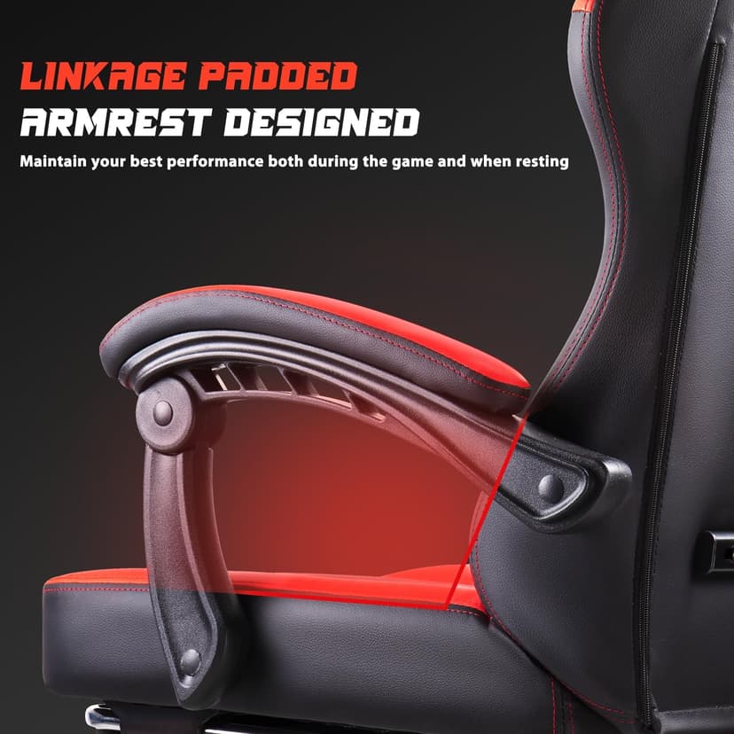 VITESSE Ergonomic Video Gaming Chair for Adults, 400 lbs PC Computer Chair, Racing Office Chair, Silla Gamer Height Adjustable Swivel Chair with Lumbar Vibration Support and Headrest(Red)