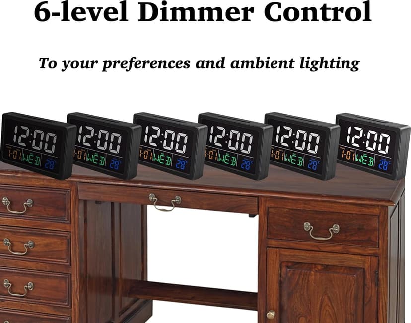 WQV Digital Alarm Clock, 5.5" Large LED Alarm Clock for Bedrooms, Table Desk Clock, with Calendar Date Day Temperature Snooze, Adjustable Alarm Volume & Brightness, Gift for Students Elderly