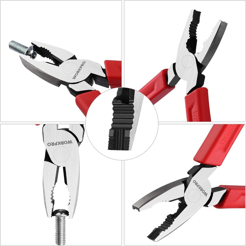 WORKPRO 6.5" Linesman S Screw Extractor Pliers(Combination Pliers) with Unique Non-slip Jaws, Stripped Screw Remover Tool, Lineman Plier for Quickly Removal of Damaged or Rusted Fasteners