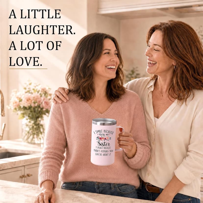 Gift-Ready Package with 20oz Mug, Straw, Sliding Lid, Brushes, Keychain & Gift Box, Birthday & Christmas Gift for Sisters Lifecapido Sister Gifts, 20oz Stainless Steel Insulated Coffee Mug Set B0FMK4LXHG