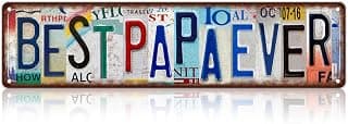 Gift for Father Vintage Best Papa Ever Street Sign Wall Decor Metal Tin Signs B0FF3G5Q6M