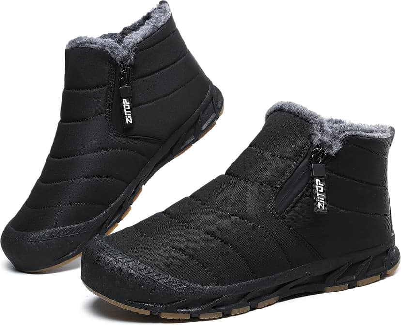 ziitop Snow Boots Mens Waterproof Winter Boots Fur Lined Warm Ankle Boots Zipper Closure Slip on Outdoor Boot Comfortable Walking Shoes