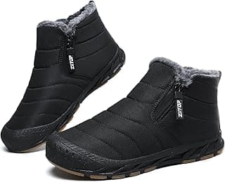 ziitop Snow Boots Mens Waterproof Winter Boots Fur Lined Warm Ankle Boots Zipper Closure Slip on Outdoor Boot Comfortable Walking Shoes