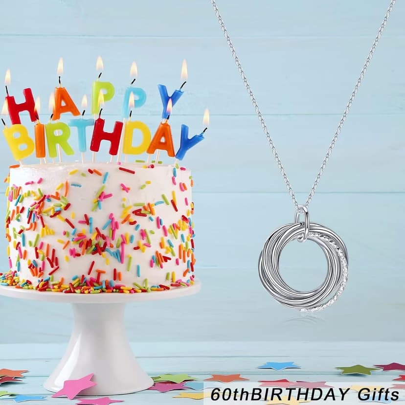IEFLIFE Birthday Gifts for Women, Sterling Silver Necklaces, 40th 50th 60th 70th 80th 90th Birthday Necklace, 40 50 60 70 80 90 Years Old Birthday Gifts, 4 5 6 7 8 9 Decade Birthday Jewelry for Women