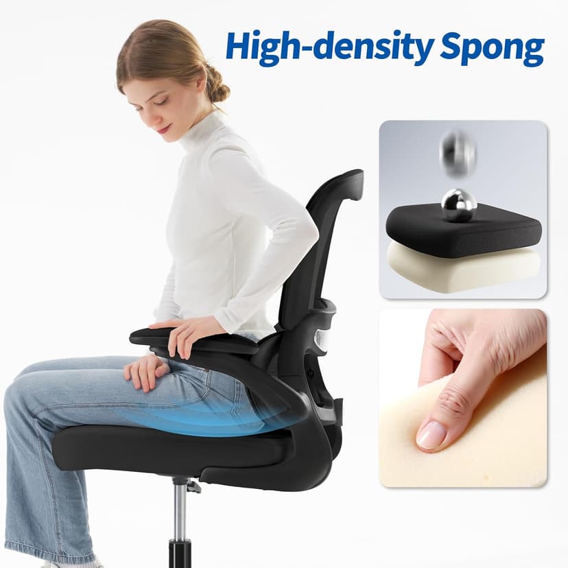 TRALT Drafting Chair - Tall Office Chair for Standing Desk - High Office Chair with Adjustable Footrest Ring Lumbar Support - Tall Office Chairs for Home Office with Flip-Up Armrests (Black)