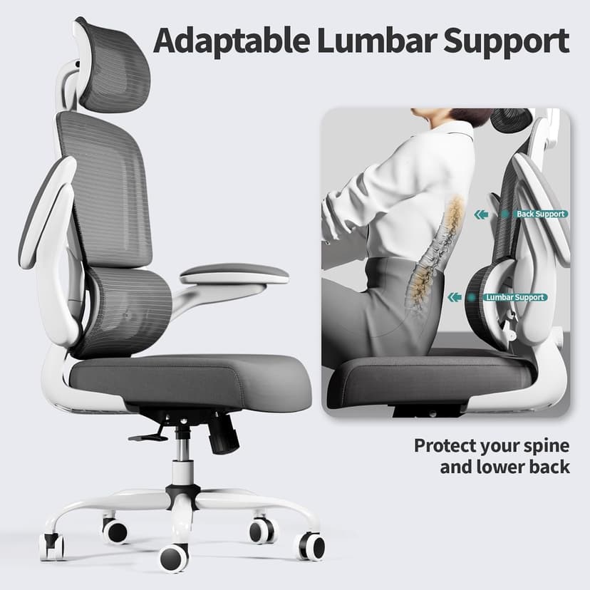 TRALT Office Chair Ergonomic Desk Chair, 330 LBS Home Mesh Office Desk Chairs with Wheels, Comfortable Gaming Chairs (White)
