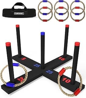 FLINGSPORT Ring Toss Game, Incl. 6 Rings, Case, Gifts for Kids, Outdoor Yard Games for Kids Adults & Family, Backyard Party Activities, Gifts for Teens, Boys & Girls Ages 8-12+ Years Old