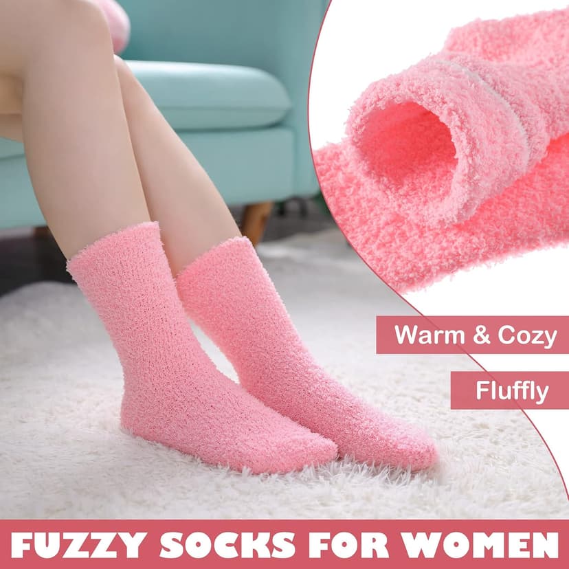 LINEMIN Womens Fuzzy Socks Cozy Fluffy Winter Warm Slipper Socks Microfiber Soft Home Sleeping Socks B09BN6Q93J