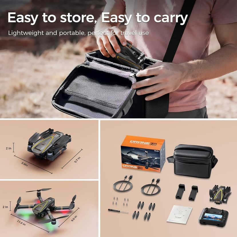 GPS Drone with EIS 4K Camera for Adults Kids, RC Drones with 4.5 inch HD Screen on Controller,Auto Return,2 Batteries for 45 min Flight Time,Long Range Transmission,Circle Fly and Follow Me Mode,Foldable Quadcopter for Beginner Kids Gifts Toy,Under 249g