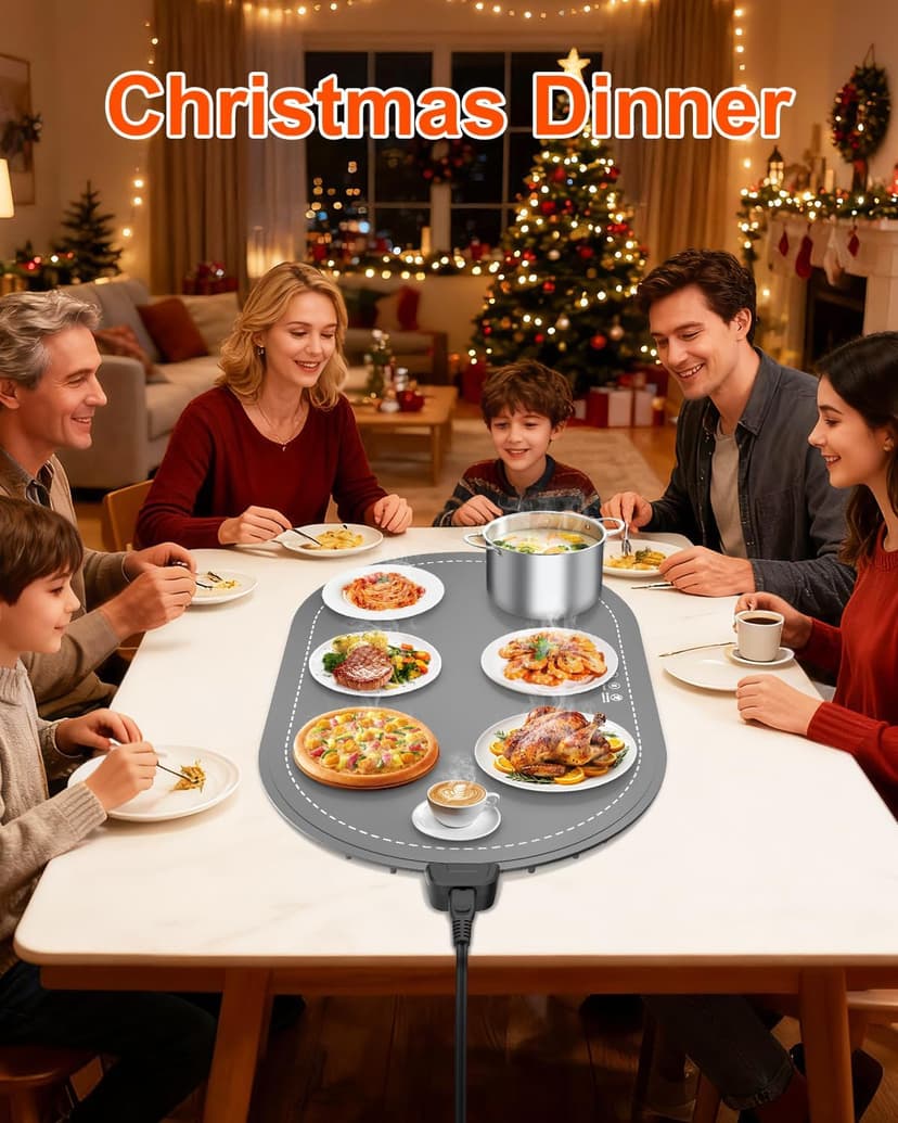 seenlast Warming Mat for Food with Adjustable Temperature Timer,10S Fast Heating Silicone Food Warmers for Parties Buffet and Home Daily,Food Warming Mat with Insulating Pad Raised Feet Protects Table B0FDWZ3ZLC