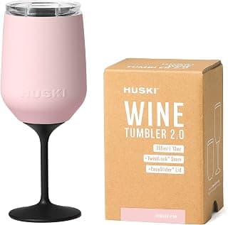 Huski Wine Tumbler 2.0 | NEW | Award-winning Design with Detachable Stem | Premium Stainless Steel Wine Glass with Lid | Triple Insulated Tumbler | 12oz Capacity | Great Gift (Powder Pink) B0CS2WT99T
