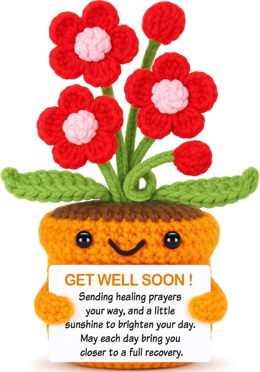 Get Well Gifts for Women After Surgery Recovery Cancer Care Feel Better Thinking of You Gift for Women Men Crochet Flowers Get Well Soon Hospital Bag Essentials Patients Comfort Cheer Up Encouragement