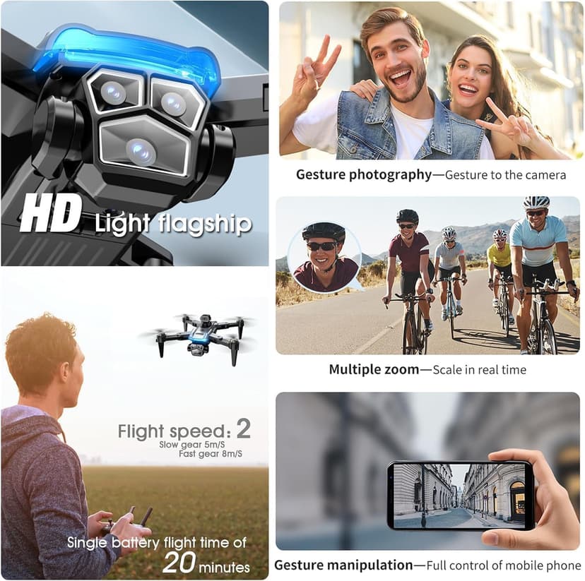 Drone with Camera for Beginners and Adults 4K, Foldable Remote Control Quadcopter, Altitude Hold, One Key Start, 3D Flips, 2 Batteries