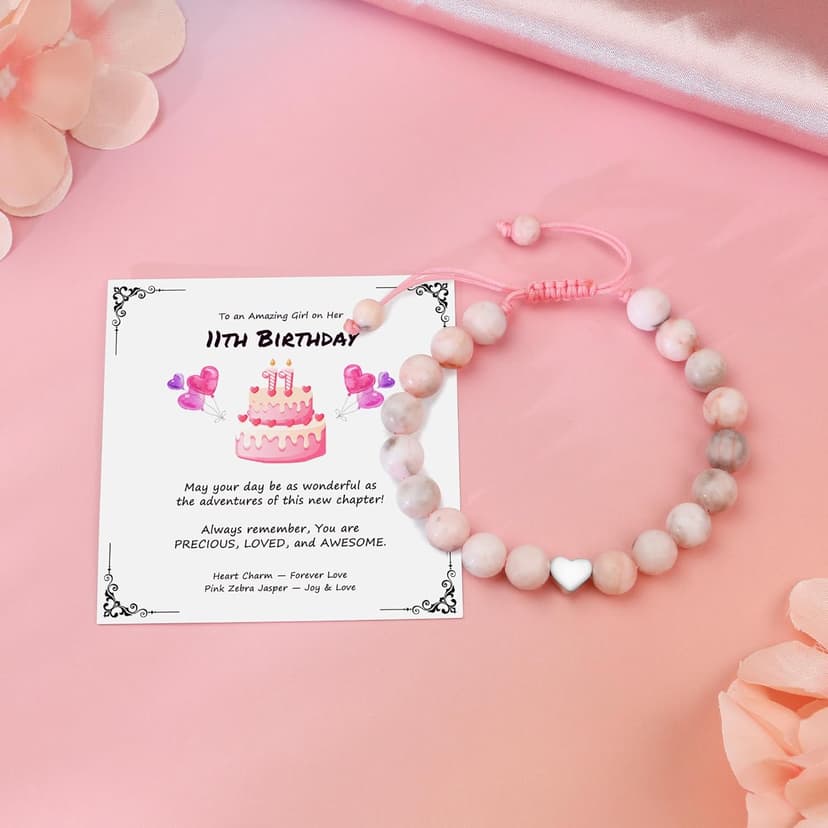 Sereney Birthday Gifts for Girls, Beaded Bracelets as 1 3 4 5 6 7 8 9 10 11 12 13 15 16 Year Old Birthday Gift, Adjustable Stone/Pearl Bracelet as Happy Birthday Gifts for Daughter Granddaughter Niece