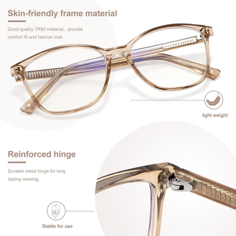 Madison Avenue Blue Light Blocking Glasses Anti Eyestrain UV Glare Blue Light Glasses for Women with Case, TV Phone Computer Gaming Eyeglasses (Coffee Brown)