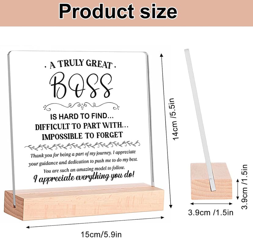 Gifts for Boss Female, Acrylic Plaque Decor Birthday Thank You Gifts for Women Men Office Decor Boss Gifts for Women, 5.5 x 5.9" Acrylic Plaque Gift for Boss Women Man B0H8B3XHLP