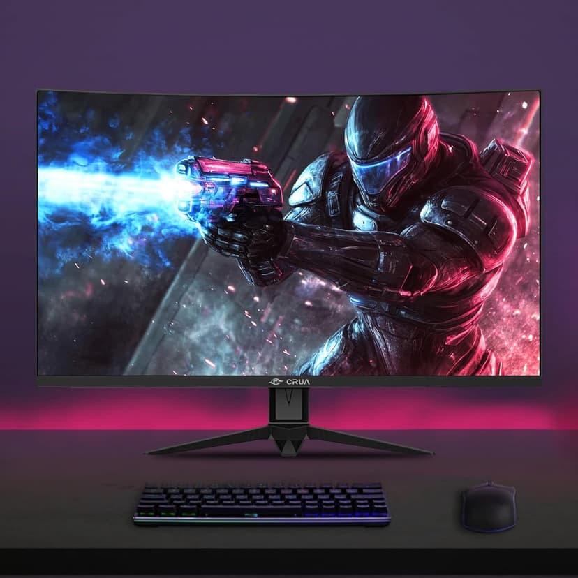 CRUA 32" Curved Gaming Monitor, 240Hz FHD 1920x1080 VA Panel, 1800R Display, AMD FreeSync, 120% sRGB, Low Blue Light, HDMI & DP, Wall Mountable PC Monitor for Gaming, Streaming & Work, Black
