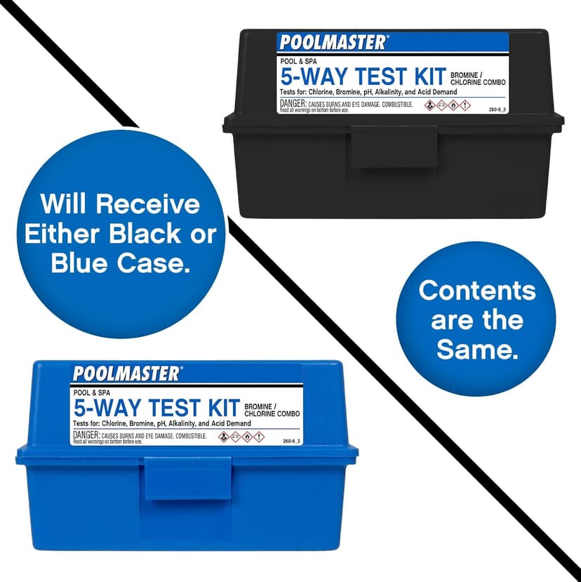 Poolmaster 22260 5-Way Swimming Pool or Spa Water Chemistry Test Kit with Case, Essential Collection
