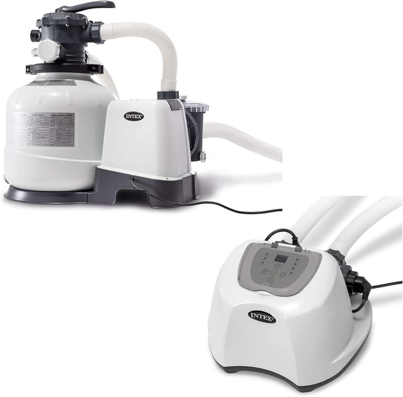 Intex 2800 GPH Pool Sand Filter Pump with Krystal Clear Saltwater System and Automatic Timer for Above Ground Swimming Pools, Black