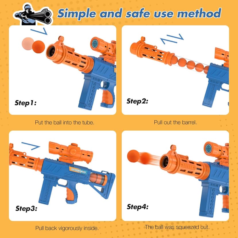 KKONES Shooting Game Toy for Boys - 2 Player Toy Foam Blaster Air Guns, 24 Foam Bullet Balls Popper & Standing Shooting Target, Birthday Gifts for Age 3 4 5 6 7 8 9 10-12 Years Old Kids, Girls
