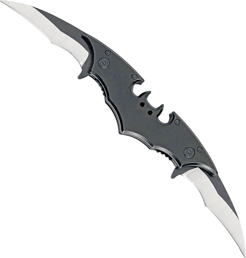 Kii Dark Twin Blade Knife - Double Edge Folding Pocket with clip, 11" Stainless Steel Two Sharp Cut (Black)