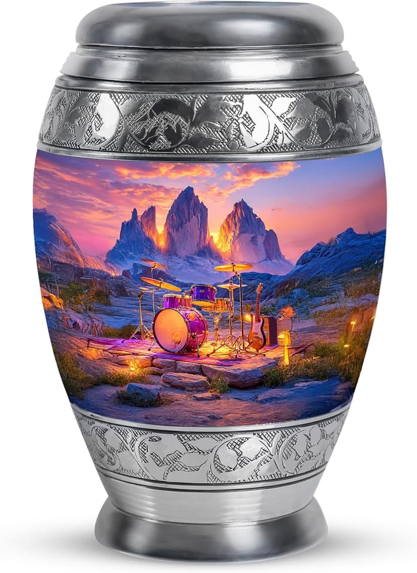 Drums Memorial Keepsake Cremation Urns for Human Ashes, Blue Burial Small Urn for Adult Male & Female Ashes, Burial Ash Holder for Mom, Remembrance Gift for Loss of Mom & Dad (3 Inch) B0FJYF53PZ