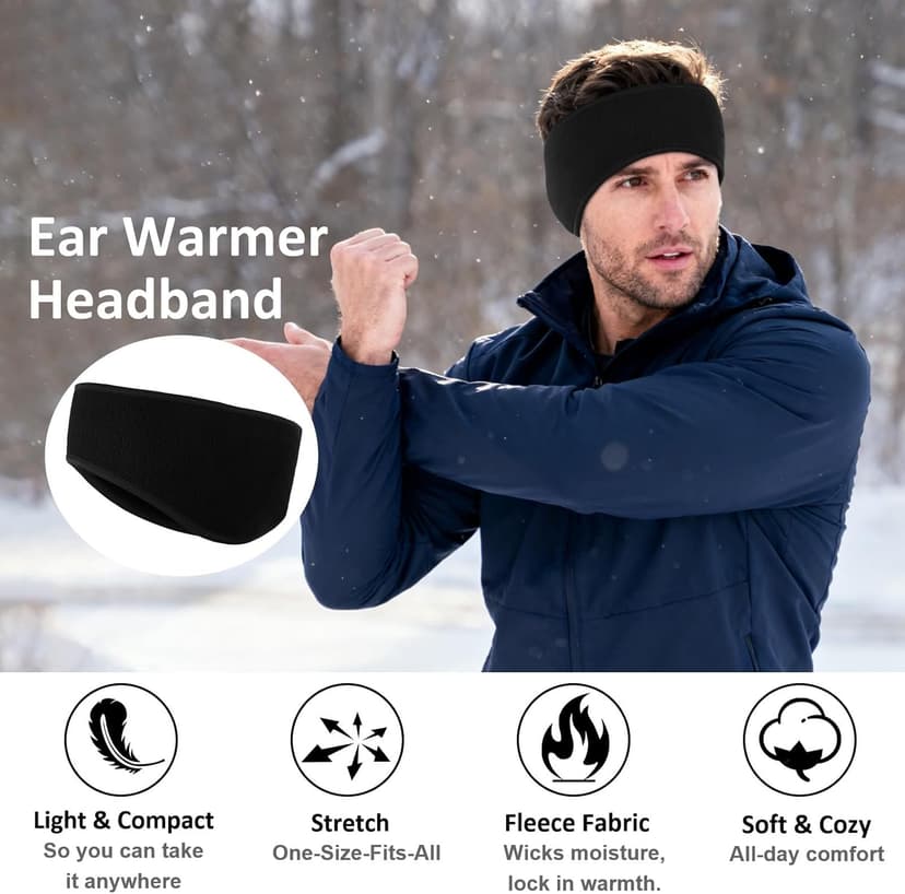 Huachi Ear Warmers for Women Men Winter Running Headband, Ear Muffs Ear Covers for Cold Weather