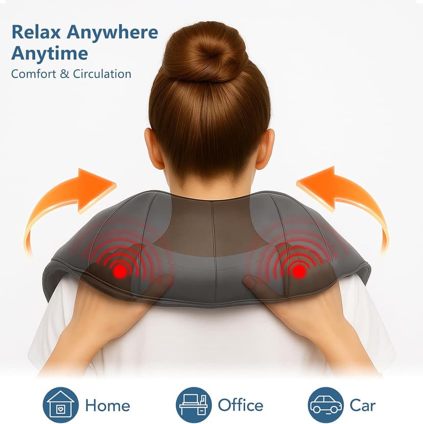 Christmas Neck Massager for Pain Relief Deep Tissue with Heat - Shiatsu Back and Shoulder Massage, Relax Gifts for Women/Men/Dad/Mom/Her/Him/Mothers Day/Fathers Gifts, Plug-in Use for Home Office Car