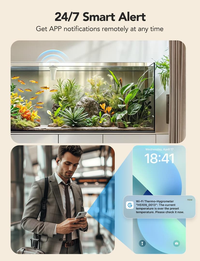 GoveeLife Smart Pool Thermometer Wireless App Easy Read, WiFi Digital Pool Thermometer Floating with IPX7 Waterproof, Notification Alert, Water Temperature Monitor for Hot Tub, Bath, Swimming, Pond