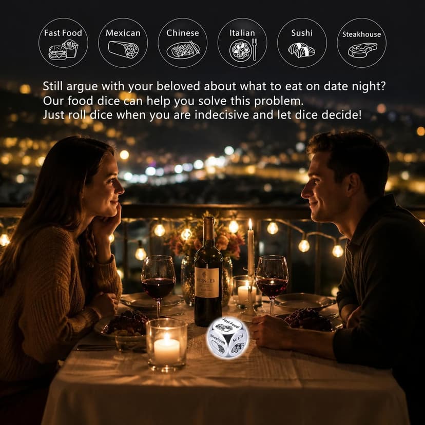 Him Her Couple Gifts for Boyfriend Girlfriend Food Decider 11th Anniversary Steel Date Night Gifts for Husband Wife for Wedding Christmas Valentines Birthday for Women Men