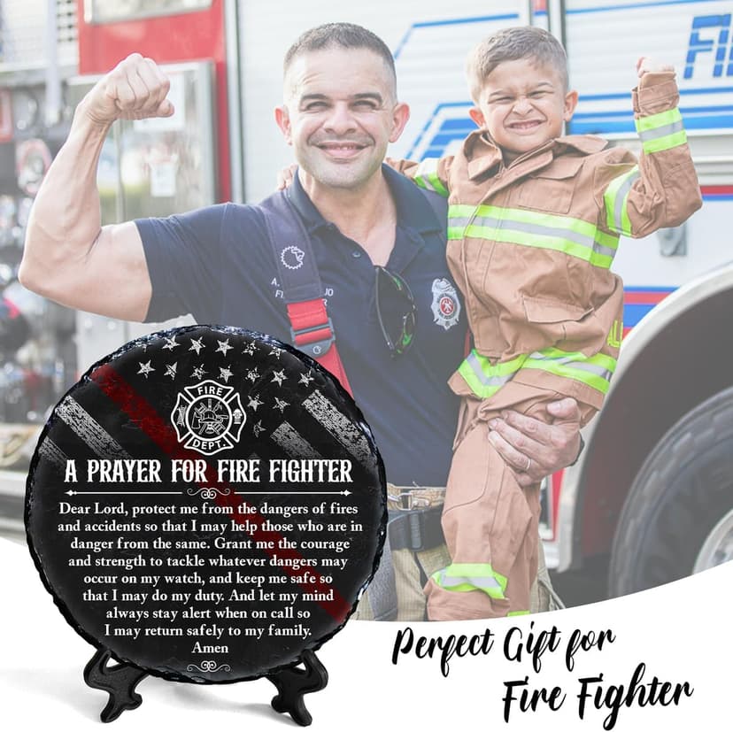 Firefighter Gifts for Men – Fireman Prayer Plaque – Firefighter Graduation Gifts – Inspirational Fire Fighter Decor for Home or Office, Birthday, Christmas, Thank You, Retirement Keepsake