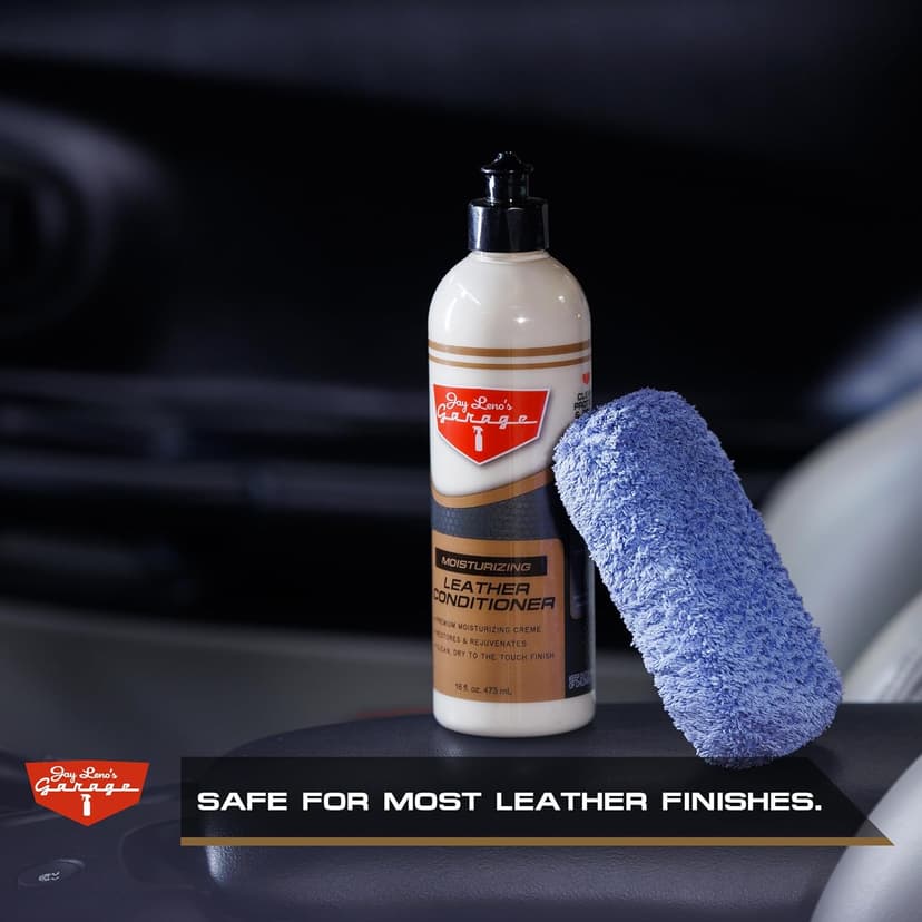 Jay Leno's Garage Car Leather Conditioner and Auto Leather Care - Professional Leather Conditioner for Car Seats, Nourishes Protects & Restores, Lanolin & Beeswax Formula, Non-Greasy Finish (16 oz)
