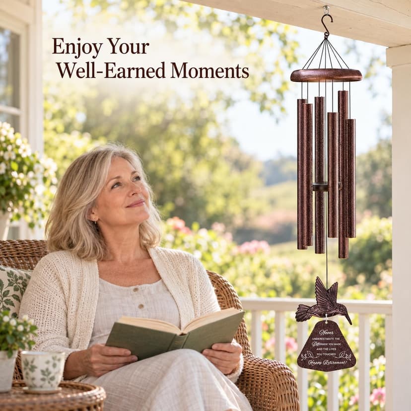 Sunflower greeting card shares warm retirement wishes for women and men, colleagues, bosses, teachers, friends, or coworkers. Wind Chimes Retirement Gift for Women, 32 Inch Hummingbird Chime with Card B0FD3MFY59