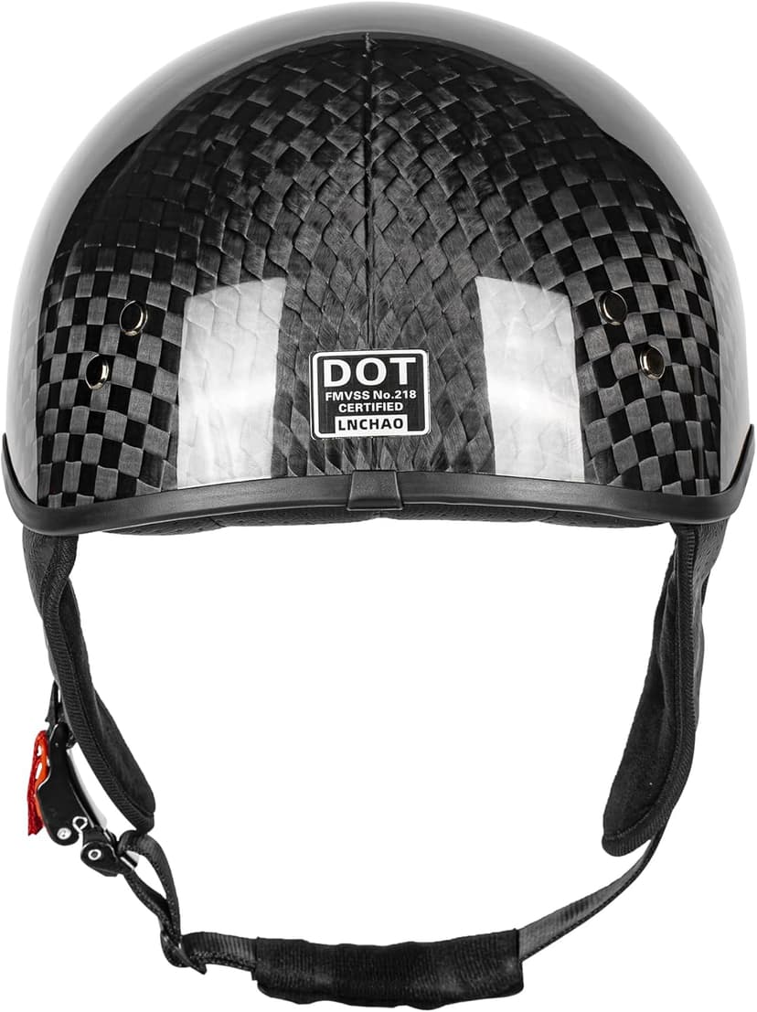 Carbon Fiber Motorcycle Half Helmet for Adults Men & Women – DOT Approved Open Face Retro Helmets with Visor, Vintage Design for Scooter, Moped, Cruiser