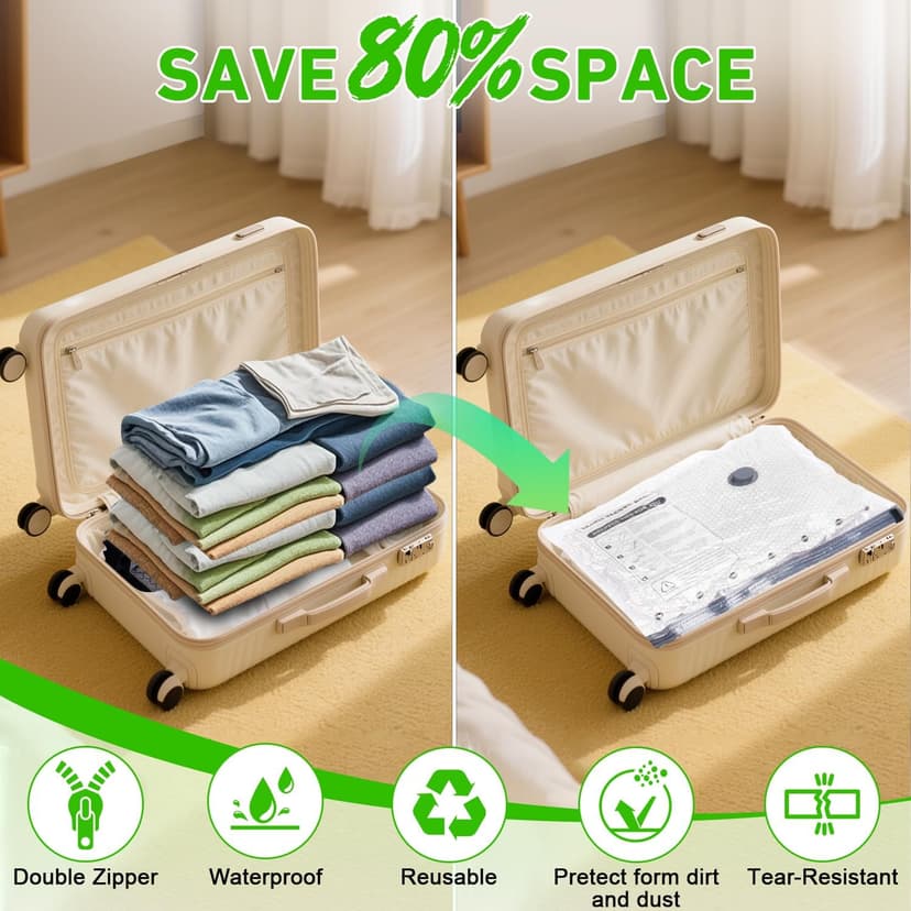 Vacuum Seal Bags for Clothing with Wireless Electric Pump - Travel & Home Use, 15 Pack Ideal Space Saver Vacuum Storage Bags, Travel Vacuum Bags for Luggage