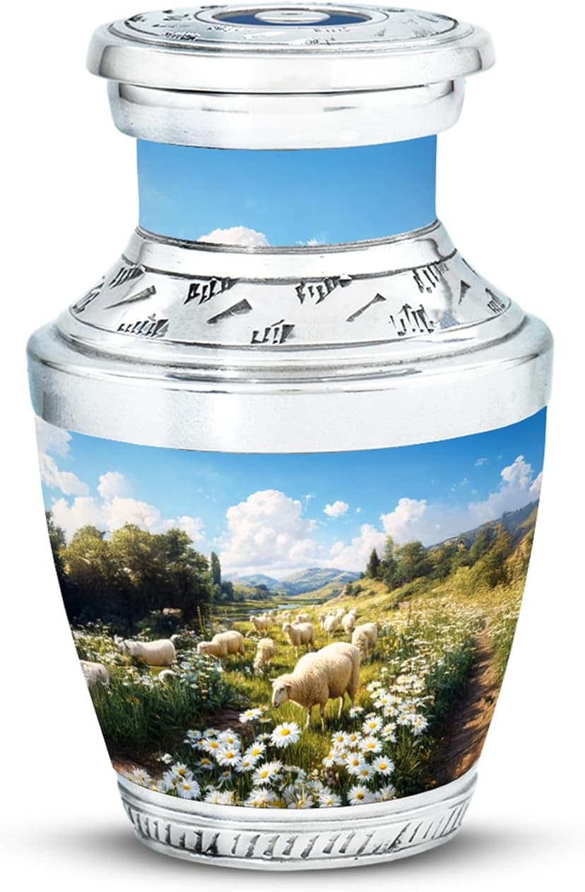 Daisy Burial Keepsake for Adult Ashes - Cremation Urns for Human Ashes - Decorative Urn for Men Women Ash - Memorial Gift for Mother Father Ash - Small Keepsake 3 Inch - B0FRMW69XD