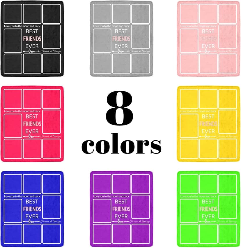 Gifts for Friend Customized Blanket with Photo, Make a Personalized Friends Blankets with Picture Custom Memories Souvenir Throw Blanket for Best Friends Ever, 8 Collage Made in USA B09WXXVKZL