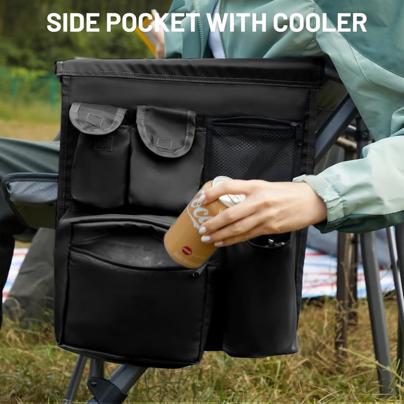 TIMBER RIDGE Oversized Folding Camping Chair High Back Heavy Duty for Adults Support up to 500lbs with Cup Holder, Side Pocket Cooler Bag
