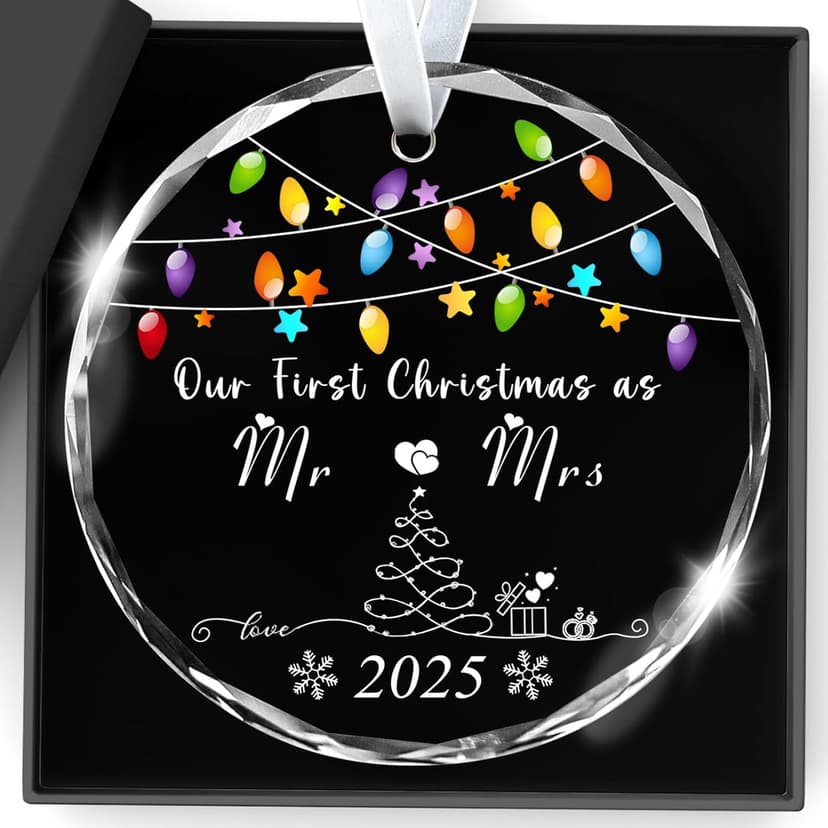 Christmas Ornaments 2025,Our First Christmas Married Ornaments Wedding Gifts for Couples 1st Xmas Married Ornament 2025 Mr and Mrs Bridal Shower Bachelorette Gifts for Bride to be Newlyweds Her Women