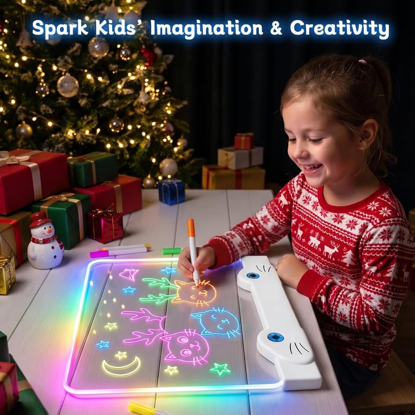 LED Drawing Board for Kids, 16" Rechargeable Glow Doodle Drawing Tablet with 13 Light Effects, Light Up Dry Erase Note Board, Birthday Gifts for Girls Boys Age 3-8, 7 Markers & Tracing Book B0H74R5T13