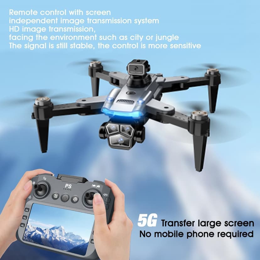 4K Drone with Camera for Adults, FPV Foldable Quadcopter with 4.3" Screen Remote Controller, Brushless Motor,Obstacle Avoidance,Under 249g,One-Key Takeoff & Auto Follow,2Batteries,Portable HD Drone