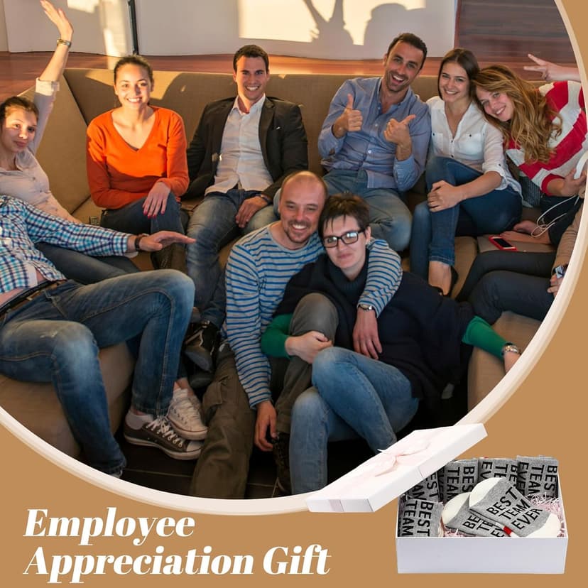 12 Pairs Best Team Ever Crew Socks Bulk Employee Appreciation Gifts for Women Men Staff Coworker Office Christmas