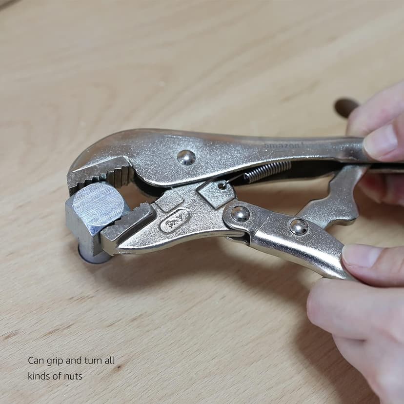 Amazon Basics 5-Piece CR-V Locking Pliers Set with Wire Cutters, 2 Straight Jaw, 3 Curved Jaw, 6.5-10 inch, Silver, Carrying Case