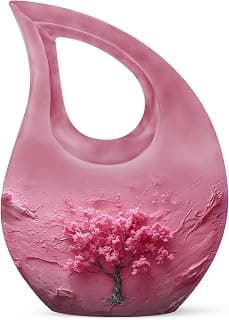 Pink Flower Tree Burial Keepsake Urns for Adult Male & Female Ashes, Drop Handcrafted Cremation Urn for Human Ashes, Remembrance Gift for Loss, Burial Cremains Containers (3 Inch) B0FJDJ42BH